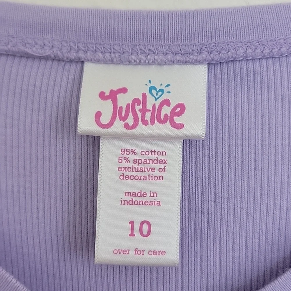 Justice LOT Of 2 Red & Purple Ribbed Fabric Long Sleeve Tops 10
